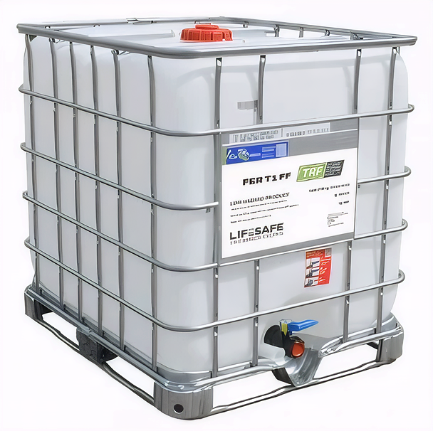 Image of 250 gallon tote of Thermal Runaway Fluid